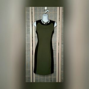 CALVIN KLEIN WEAR TO WORK DRESS COLOR BLOCK BLACK